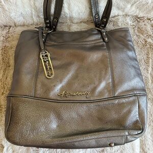 B. Makowsky Shimmering Silver Leather Tote
